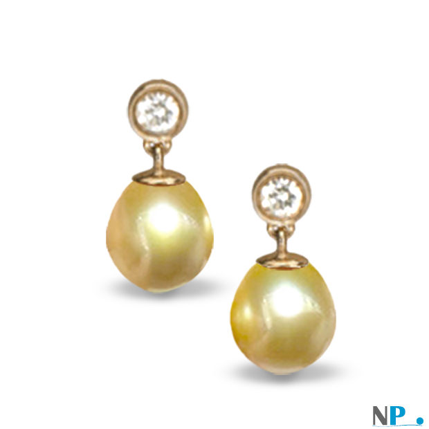 Boucles d'oreilles de perles des Philippines dorées en forme goutte